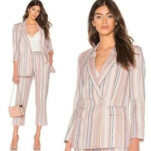 Rebecca Minkoff Grace Linen Blend Blazer Double Breasted Size 2 Pastel Stripes